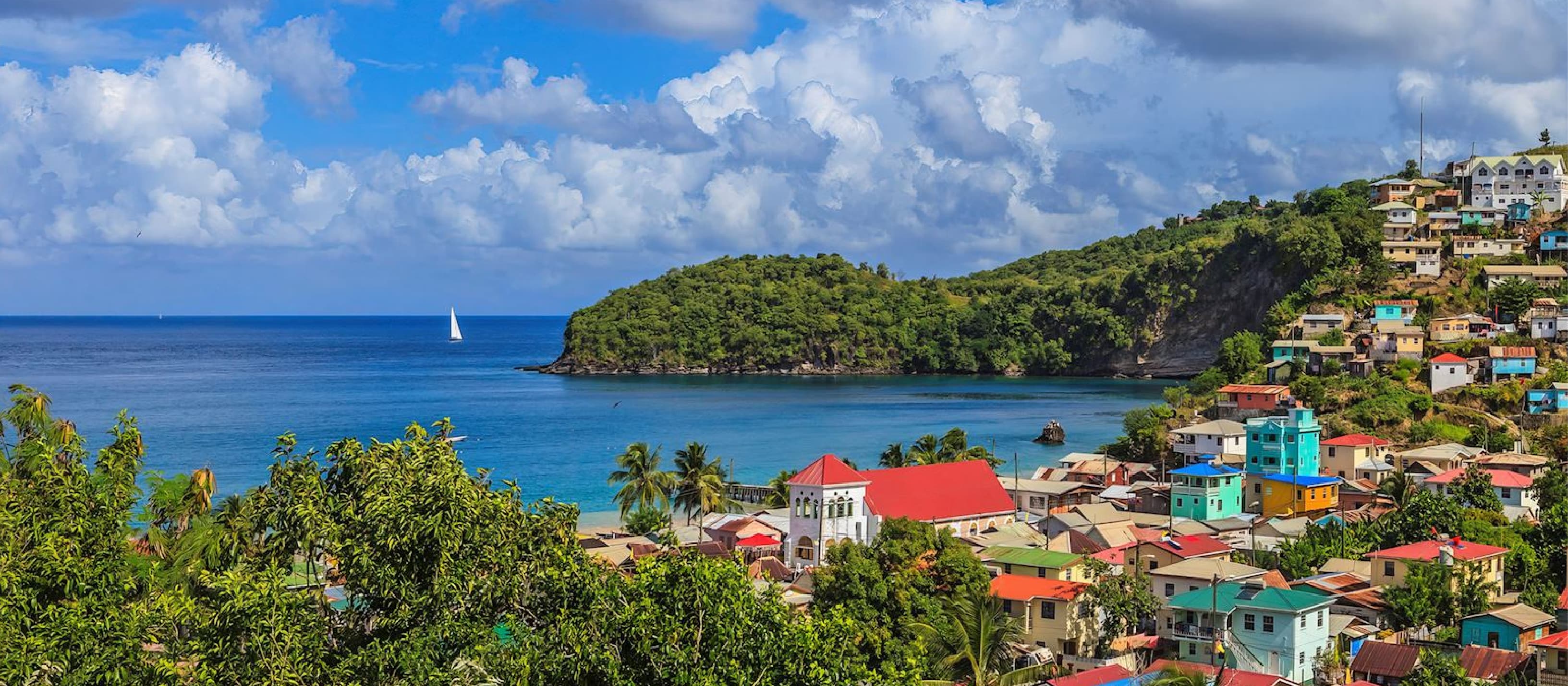Tropical coastline and bay view